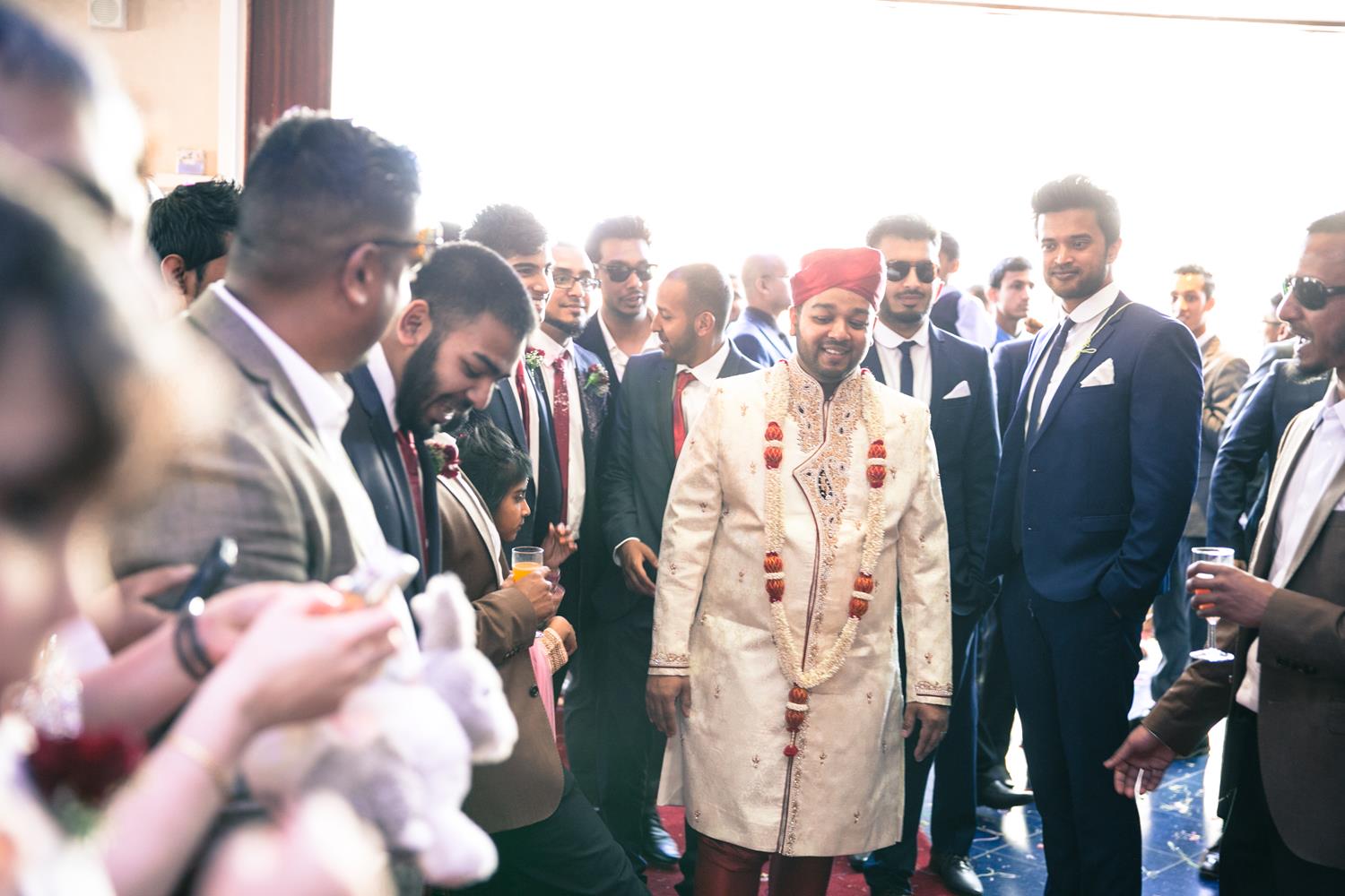 Wedding Photography of Groom walking into his wedding by MAKSAM London Photographer