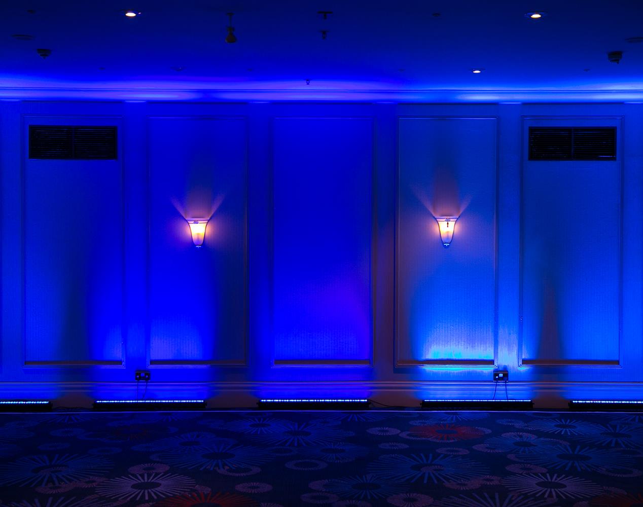 Blue wall and lights Corporate Photography by MAKSAM London Photographer