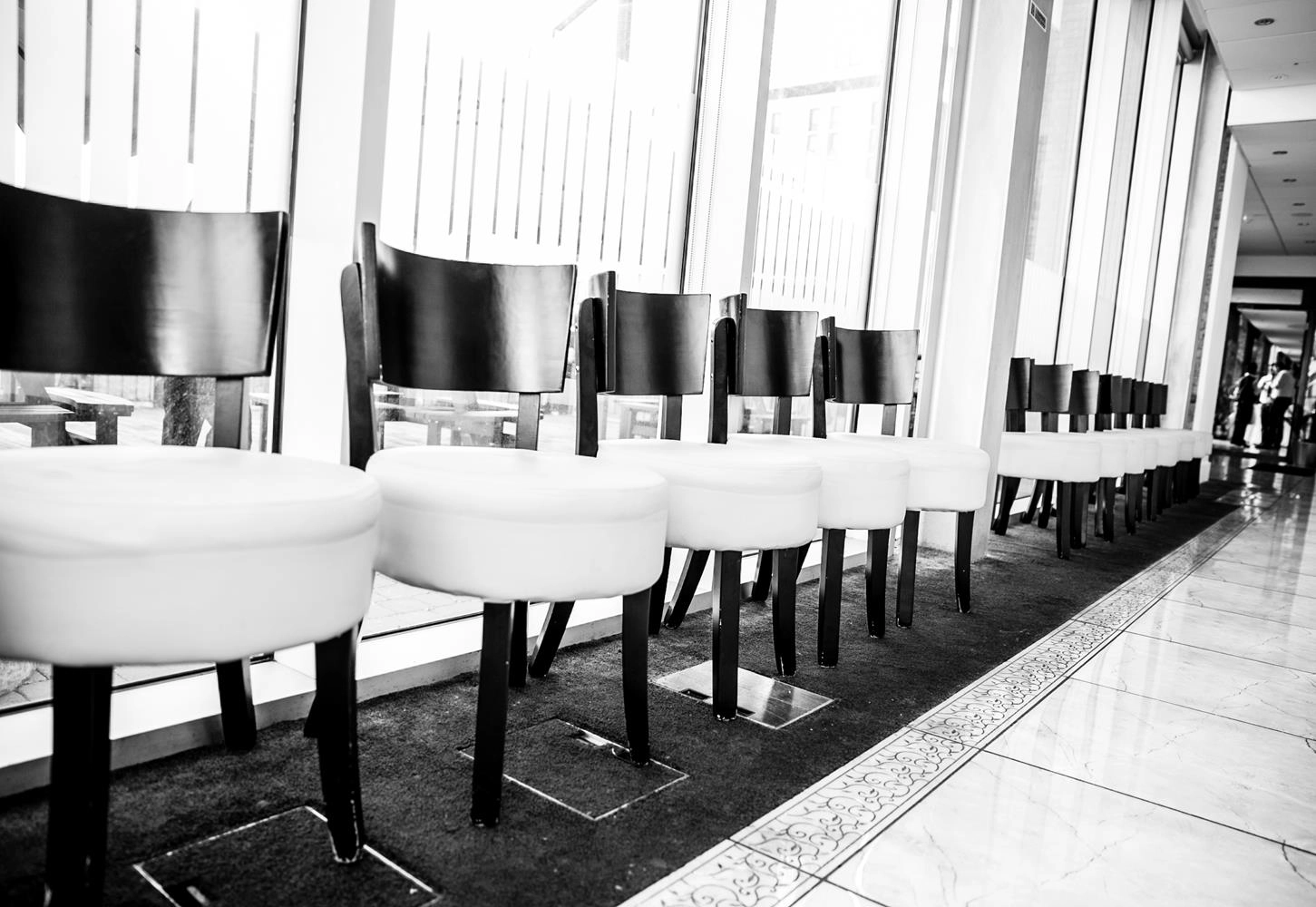 Black and White chairs at London Wedding by MAKSAM Photography